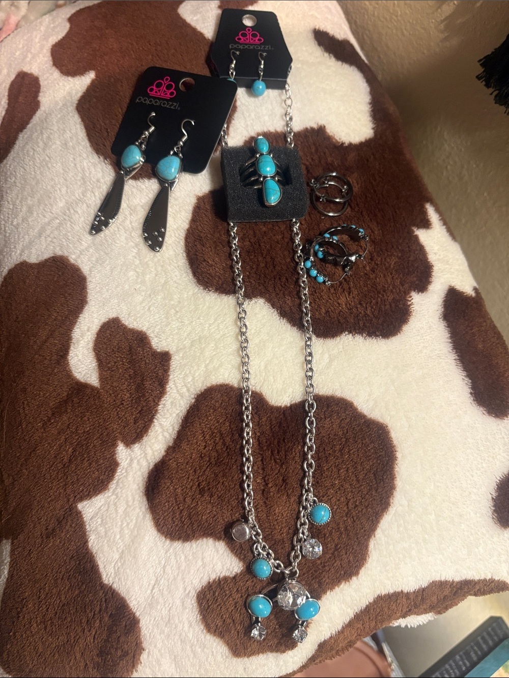 paparazzi Turquoise and Silver-Tone Necklace & Earring Set